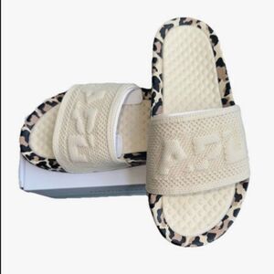 LAPL Big Logo TechLoom Slide Sandal in Black/Leopard Print. 🖤🤍🤎 Size 5. NIB!